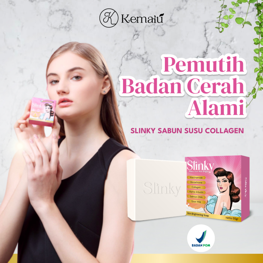 Sabun Susu Collagen SLINKY - Pemutih Badan Cerah Alami Original BPOM