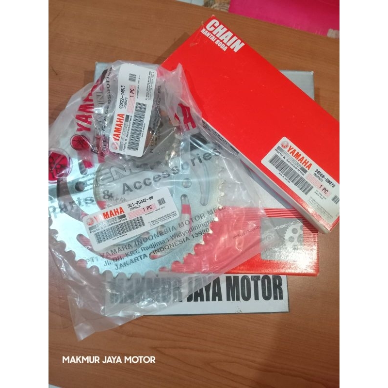 GEAR SET/RANTAI SET YAMAHA DI JAMIK 100% ORI UNTUK MOTOR VIXION