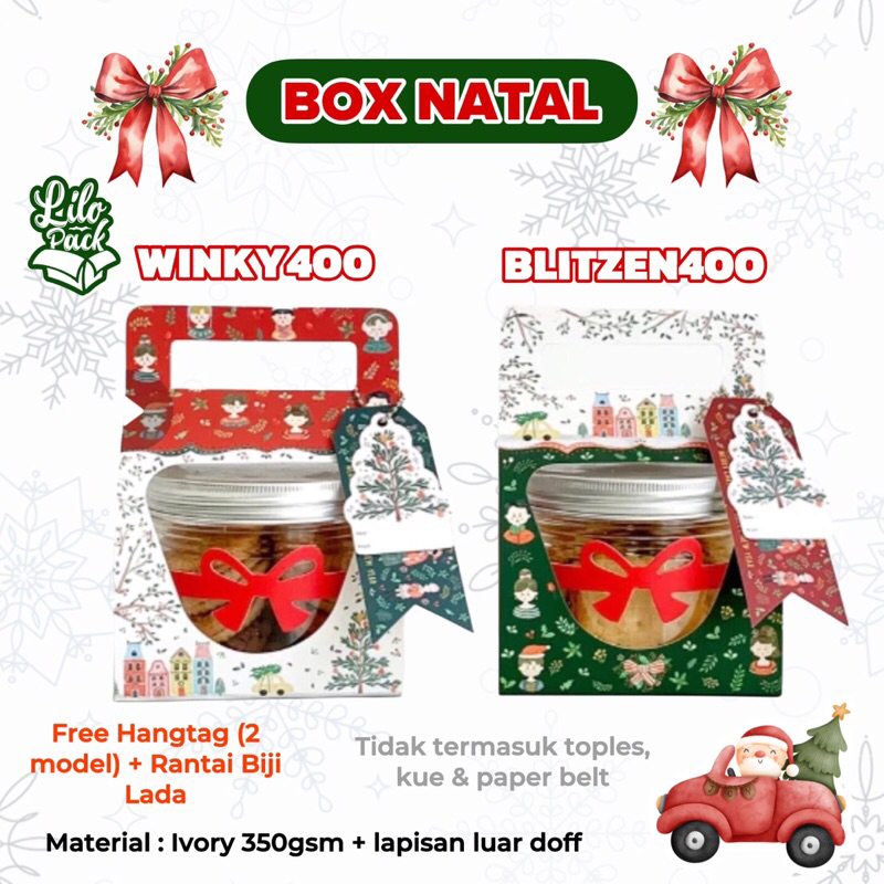 

WINKY400 BLITZEN400 | Box Hampers Toples Jar Natal Kotak Gift Packaging Toples Kue Kering Christmas