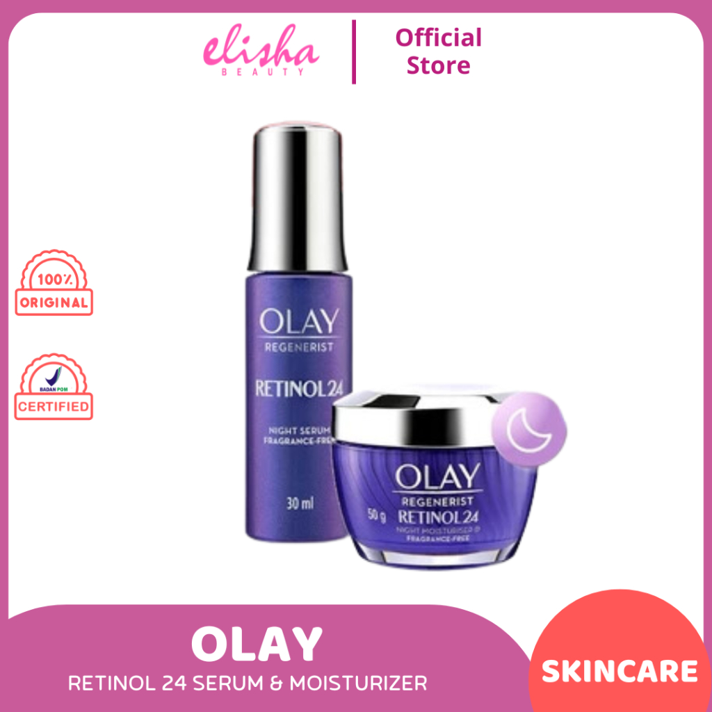 Olay Retinol 24 Serum & Pelembab Malam Krim Moisturizer Anti Aging Skincare