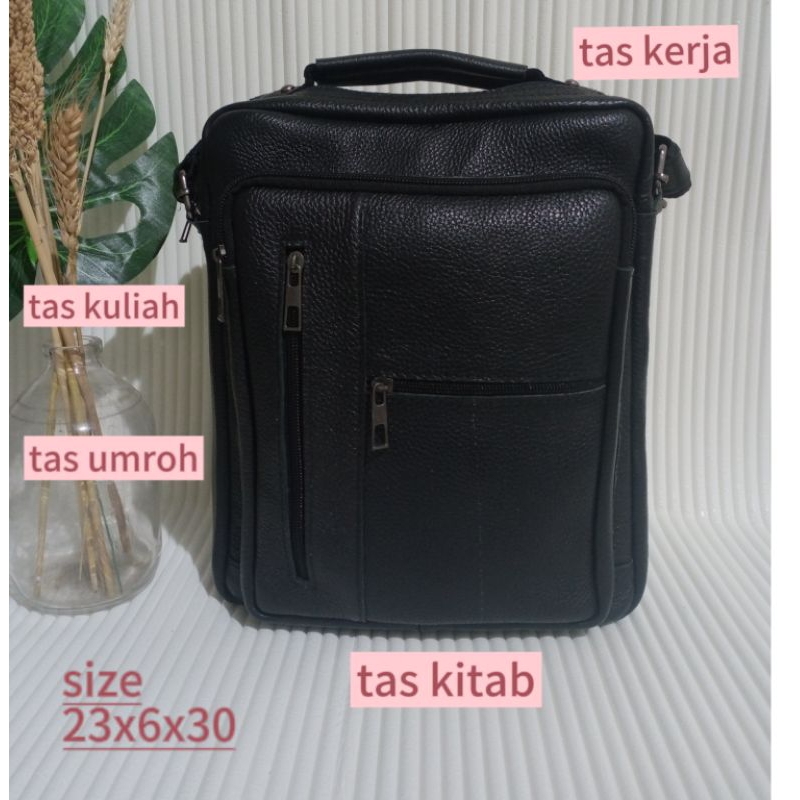 tas selempang kitab/kulit/Hitam/besar