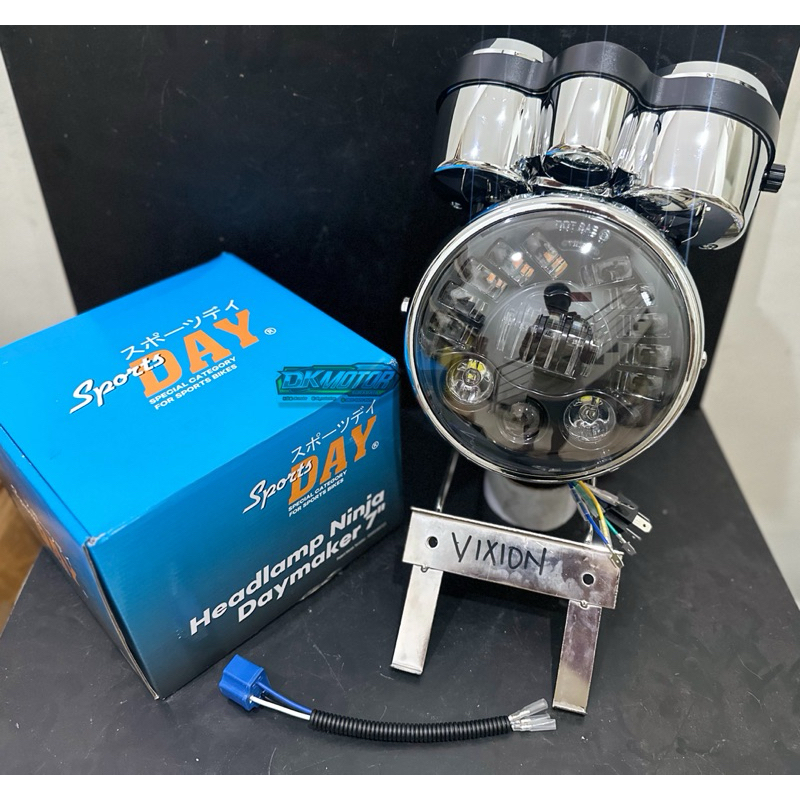 Lampu Depan Day Daymaker 19 Led 7inch Ninja SS R Crom Krom set Spidometer Import pnp Shock Skok Vixi