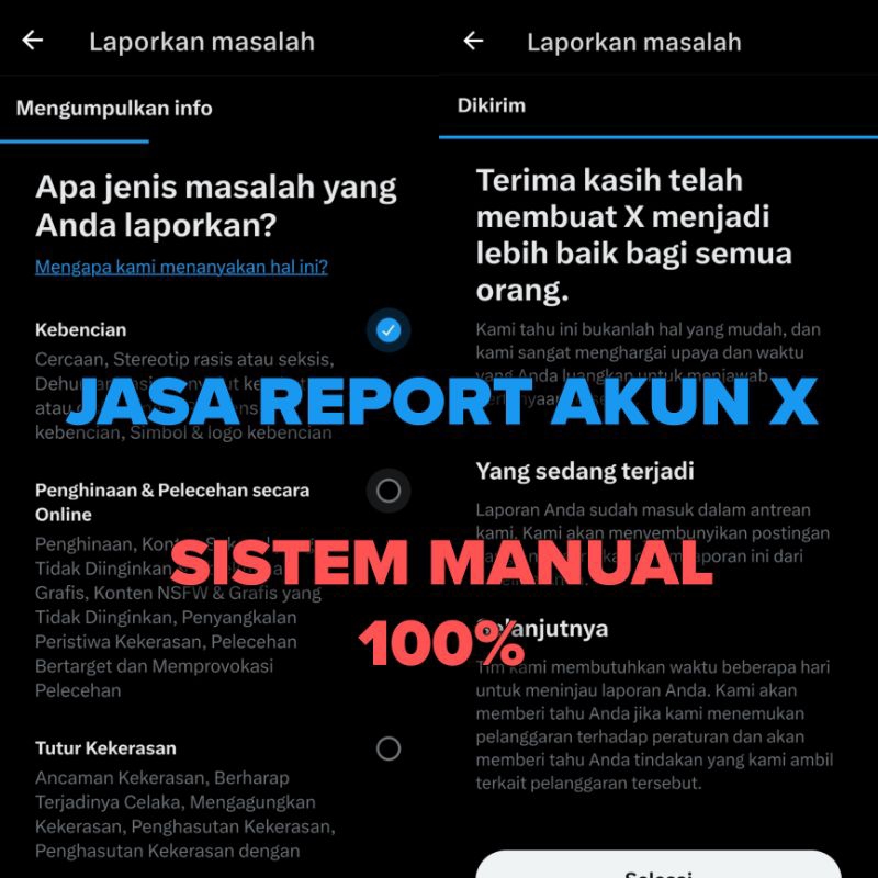 Jasa Report / Laporkan Akun X Twitter