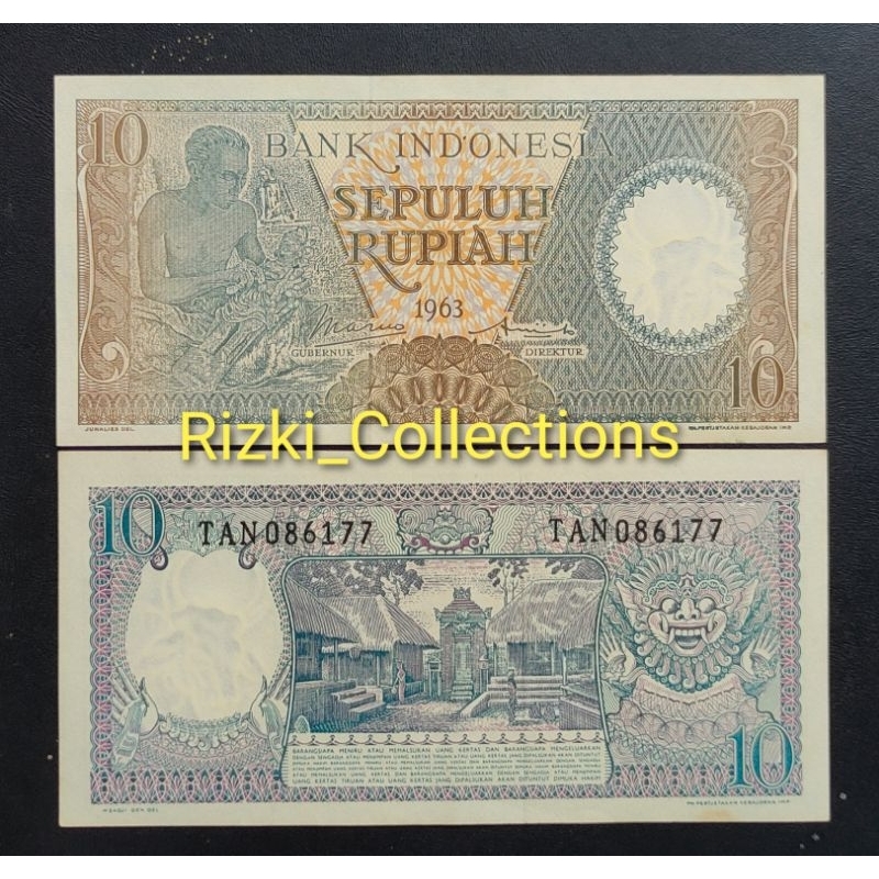 Uang kuno seri pekerja 10 Rupiah Tahun 1963