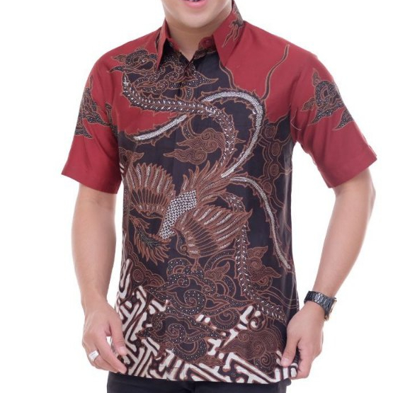 Kemeja Batik Lengan Pendek Satin / Kemeja Batik Kekinian Pria