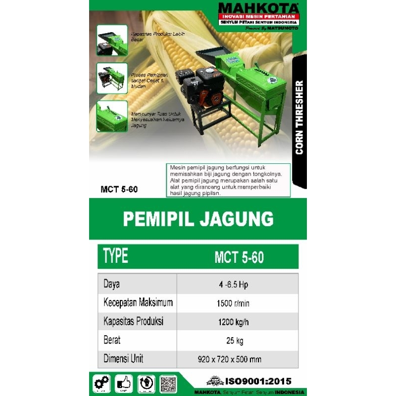 MESIN PEMIPIL PERONTOK JAGUNG MAHKOTA MCT 5-60