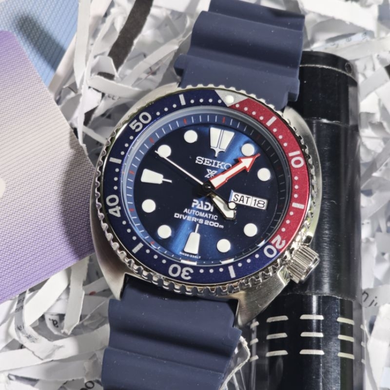 Seiko Prospex Turtle Pepsi Strap Rubber, Jam Tangan Pria Automatic Original