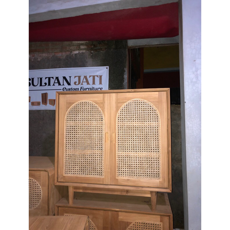 rak sepatu buffet almari kecil kayu jati minimalis rotan buffet kecil nakas