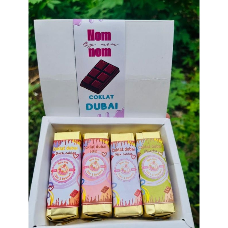 

coklat dubai homade 4 rasa lotus, milky, matcha, dark