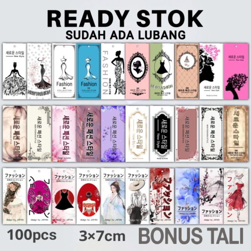 

Label Baju korea japan motif BONUS TALI hang tag baju bekas murah label murah label harga tag kertas label gantungan kertas label merk hantak baju price