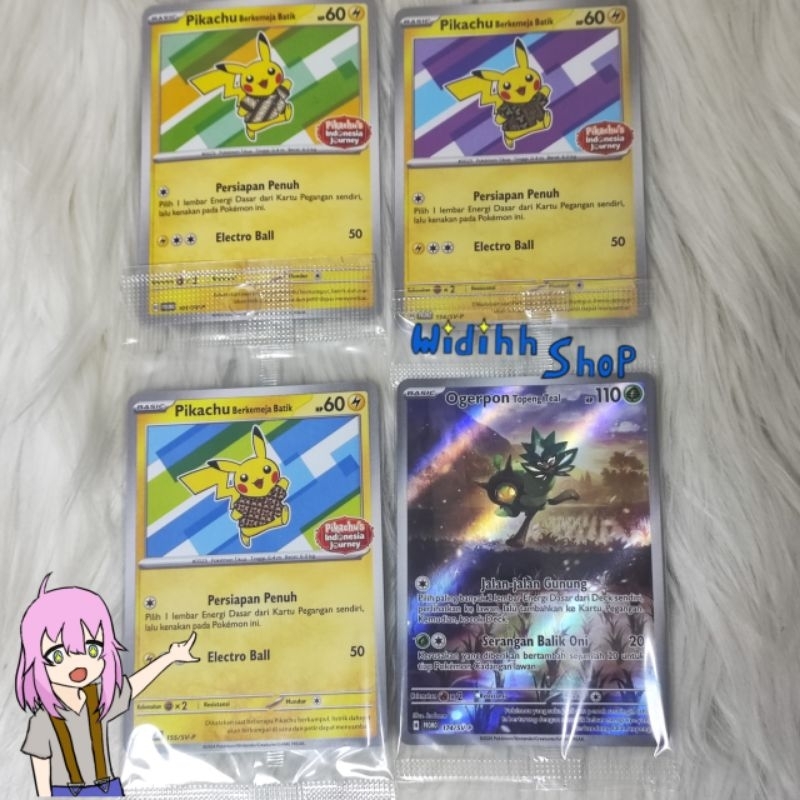Pokemon / Pokemon Festival 2024 / Pikachu Batik / Promo Card / Ogerpon / Berkemeja Batik / Pikachu's