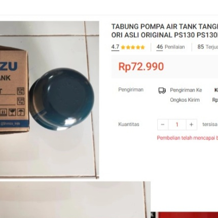

TANGKI TABUNG POMPA AIR TANK SHIMIZU PS 135 BIT PS-135 PS135 ORI ASLI ORIGINAL PS135BIT GARANSI