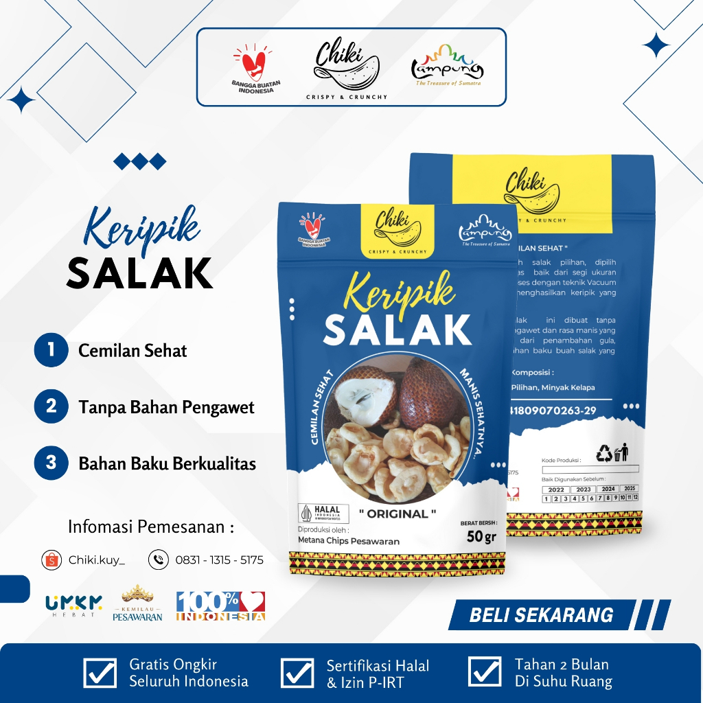 

Chiki.kuy - Keripik Salak 100 Gram | Cemilan Sehat Crispy & Crunchy