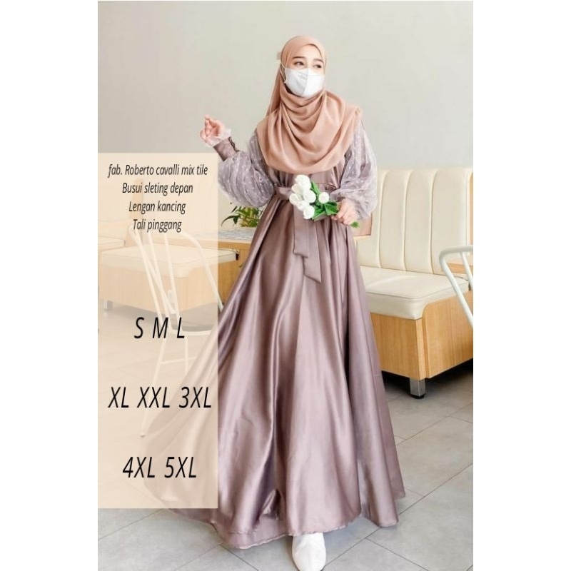 GAMIS PESTA MEWAH ELEGAN KONDANGAN WANITA JUMBO LD 130