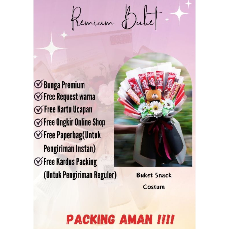 

Buket Snack Costum Cocok untuk hari spesial (mohon untuk membaca deskripsi)