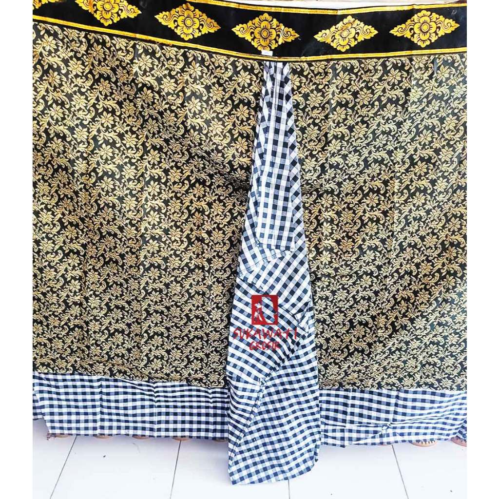 Wastra Merajan/Pelinggih/Sanggah Wastra Poleng Hitam Putih Penunggun Karang Batik Kombinasi Kancut P