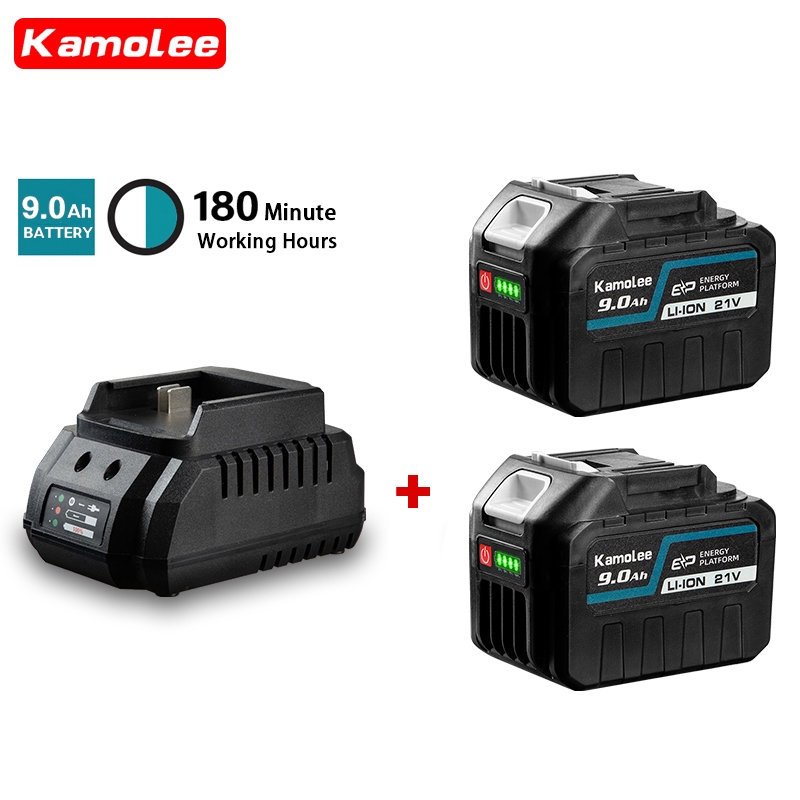 Kamolee 21V 9.0Ah Power Tool Li-ion Baterai (2 Baterai Set)