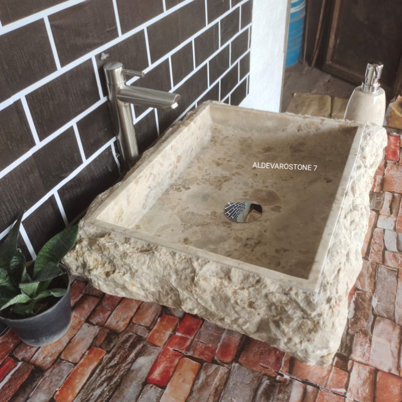 WASTAFEL MARMER KOTAK NATURAL/WASTAFEL CUCI TANGAN/FREE PACKING