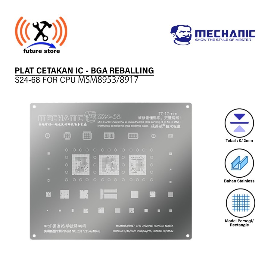MECHANIC S24-68 CETAKAN IC 0.12MM MSM8953/8917 CPU Universal Redmi NOTE4/For Redmi 4/4A/5A/5Plus/S2/