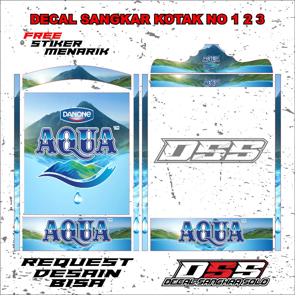 DECAL SANGKAR BURUNG KOTAK MOTIF AQUA NO 1 2 3