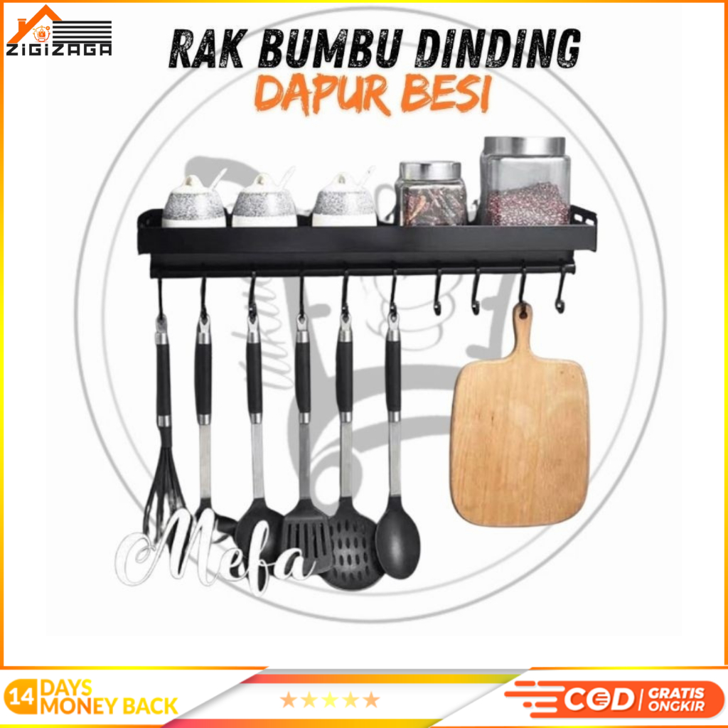 TEMPAT BUMBU DINDING BESI RAK KITCHEN BUMBU BESI GANTUNGAN SPATULA Dapur Rak Penyimpanan Bumbu Dapur