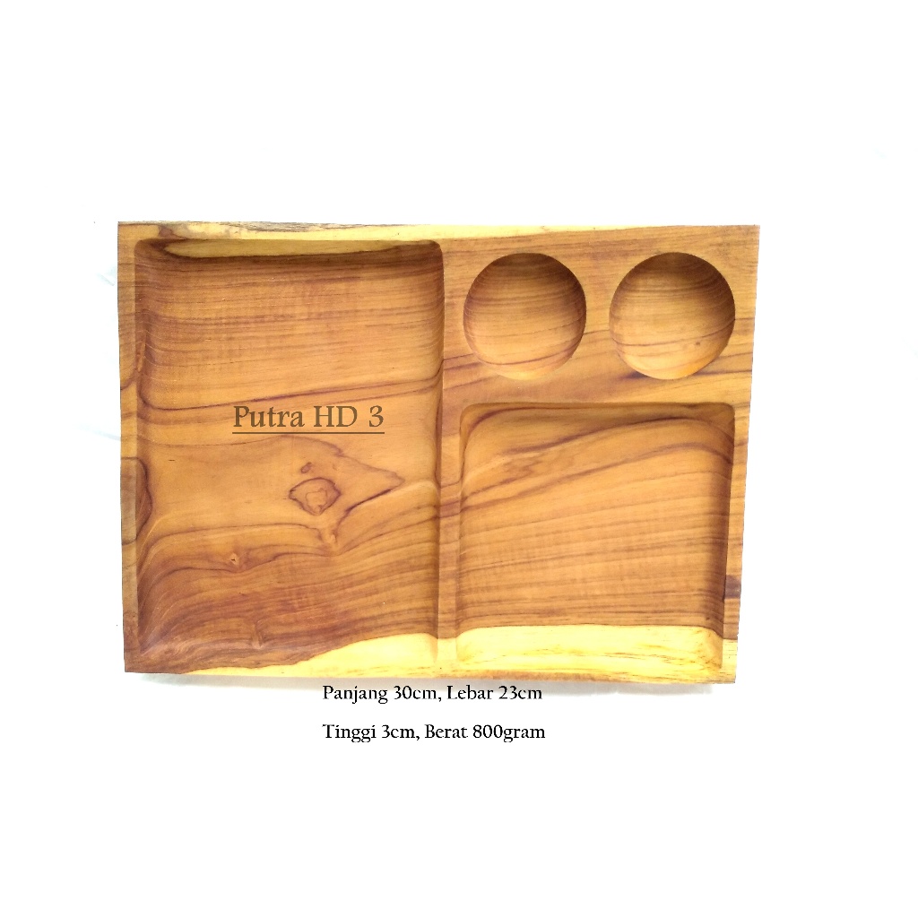 Piring Saji Kayu Jati | Piring Sekat 2 | Wooden Plate