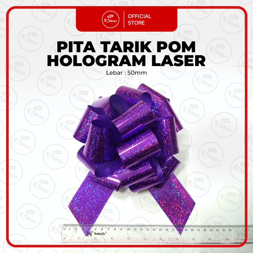 

Pita Tarik Pom Hologram Laser 50mm - Pita Pom 50 mm