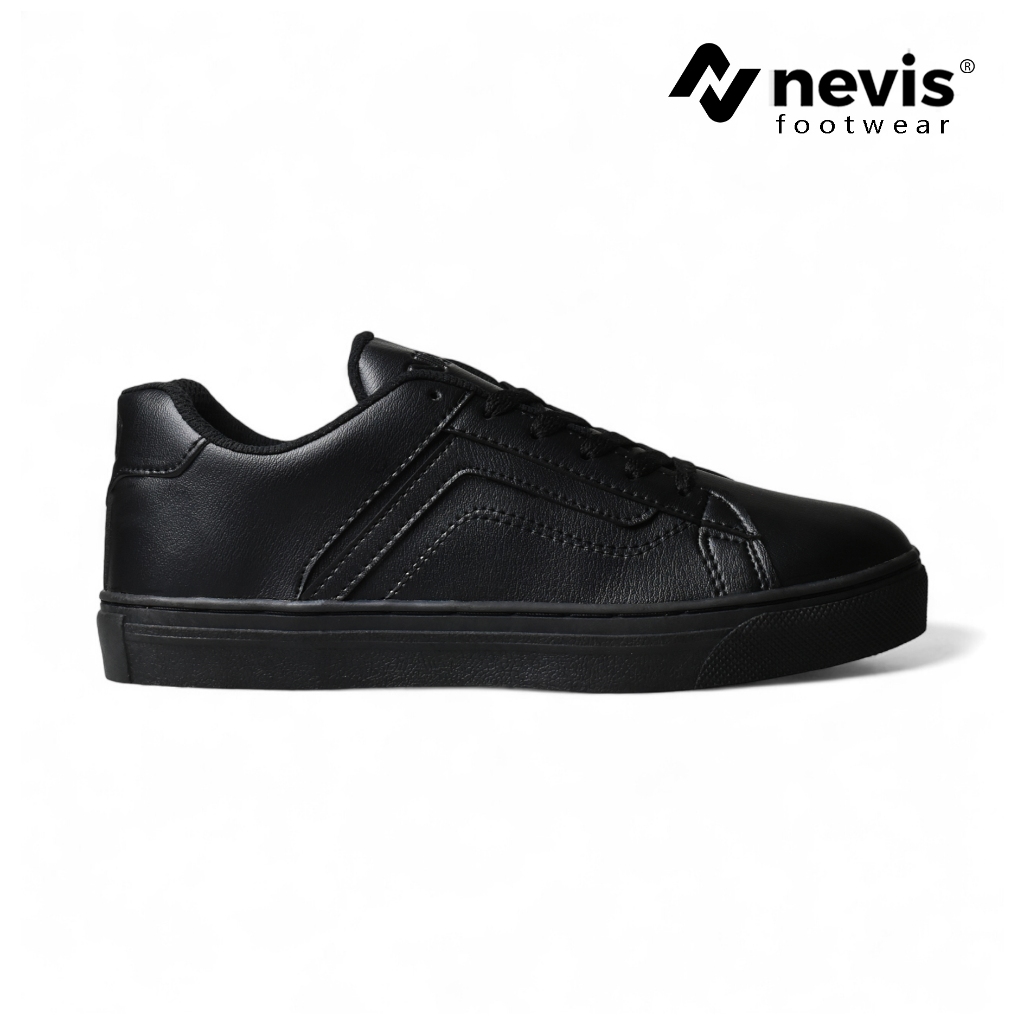 NEVIS Sepatu Casual Sneakers Pria Wanita Orlando Shoes Snekers Full Black Hitam Polos
