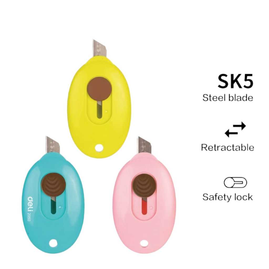 

DELI - E2050 Mini Cutter Portabel 3 Warna Desain Simple, Pisau Tajam, Untuk Membuka Paket