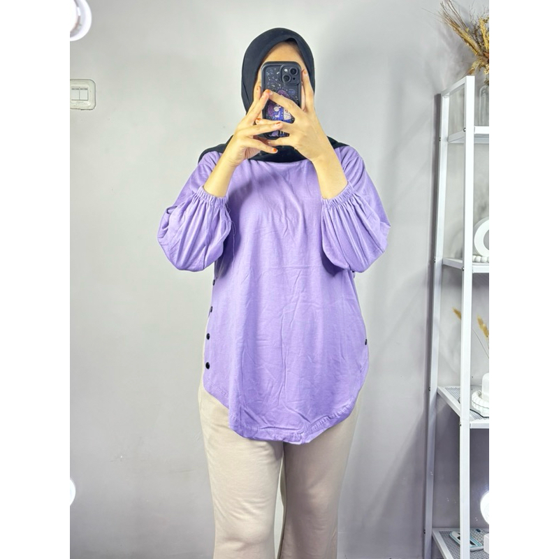 Blouse Kancing Oval Karet Wanita | Atasan Kaos Wanita