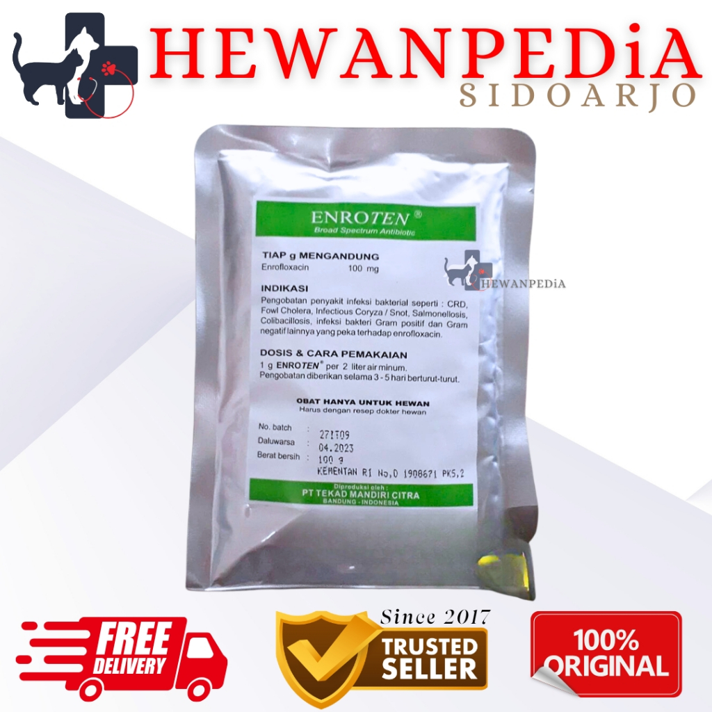 ENROTEN 100 gr Hewanpedia - Obat Flu Batuk Sakit Pencernaan Snot Crd Hewan