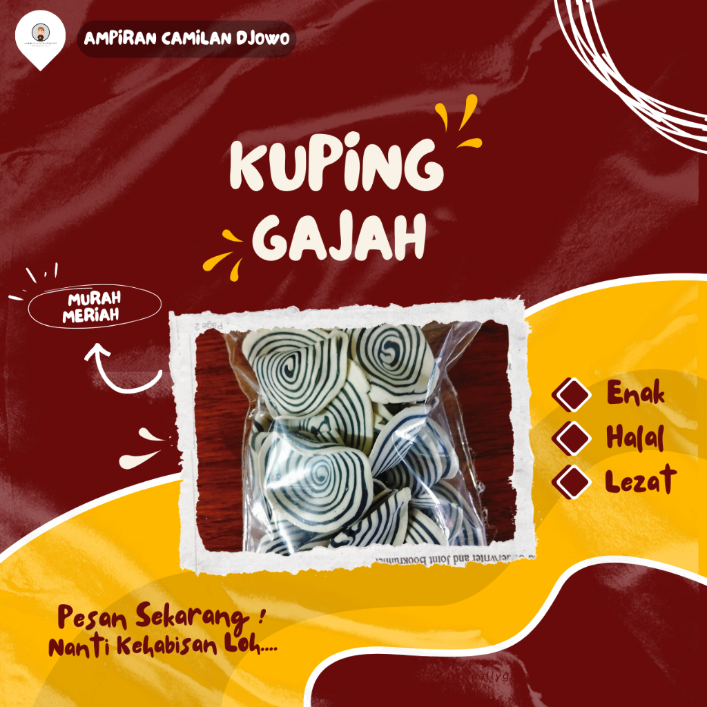 

Kue Kuping Gajah Kue Kering Tradisional100gr / Kuping Gajah Lebar - Ampiran Camilan Djowo