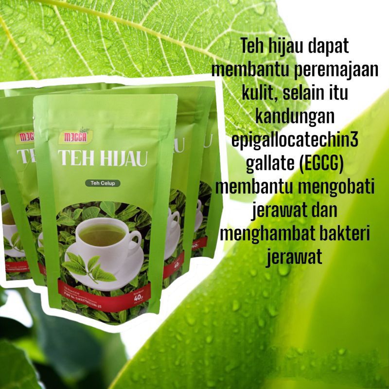 

Teh Hijau Celup Mecca - Kemasan Pouch @2gr x 20 celup 40gr