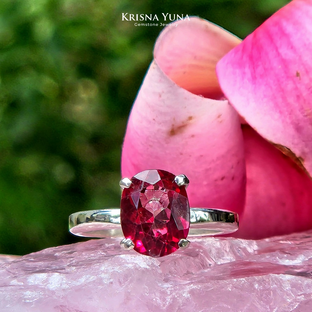 Natural Red Topaz Ring