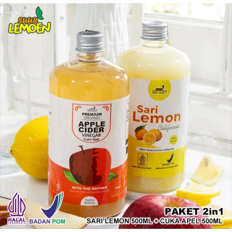 

PAKET CUKA APEL DAN SARI LEMON 500 ML + 500 ML 1 LITER