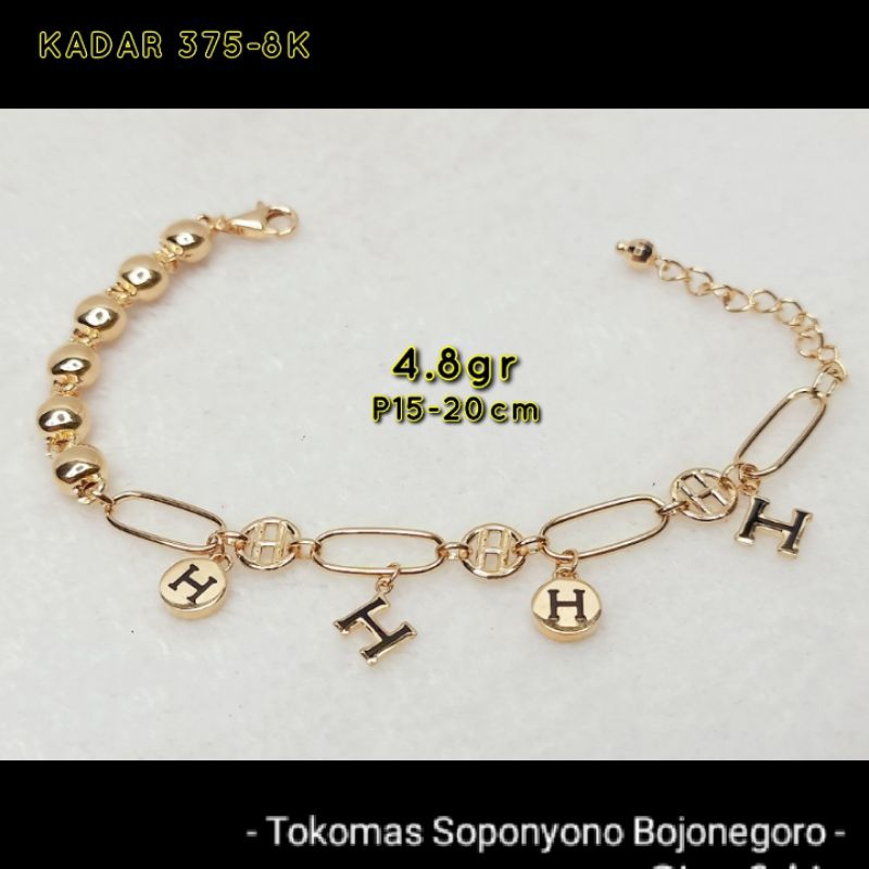 GELANG FASHION MODEL HURUF H, KADAR 375-8K
