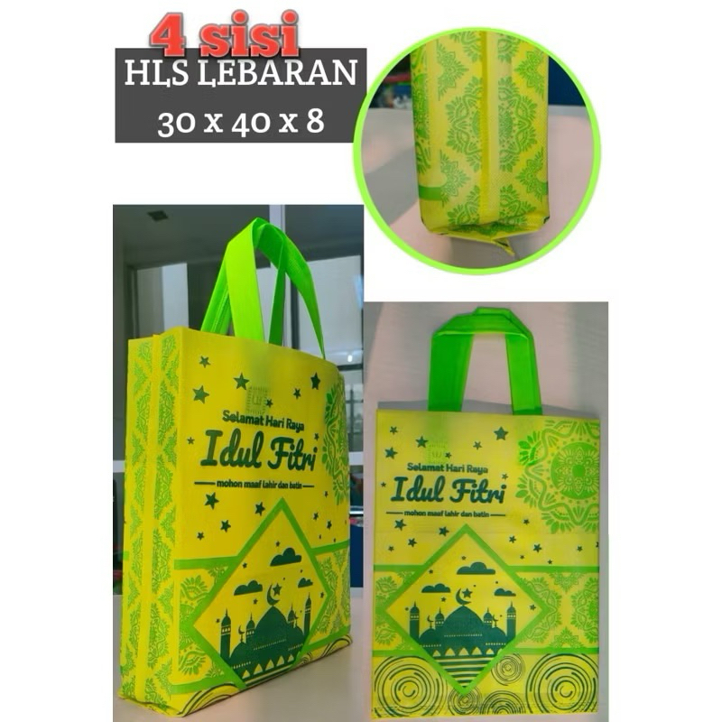 

[Isi 6 pcs] Tas Idul Fitri Lebaran 30 x 40 cm Kain Spunbond Goodie Bag Hampers Sablon 4 Sisi