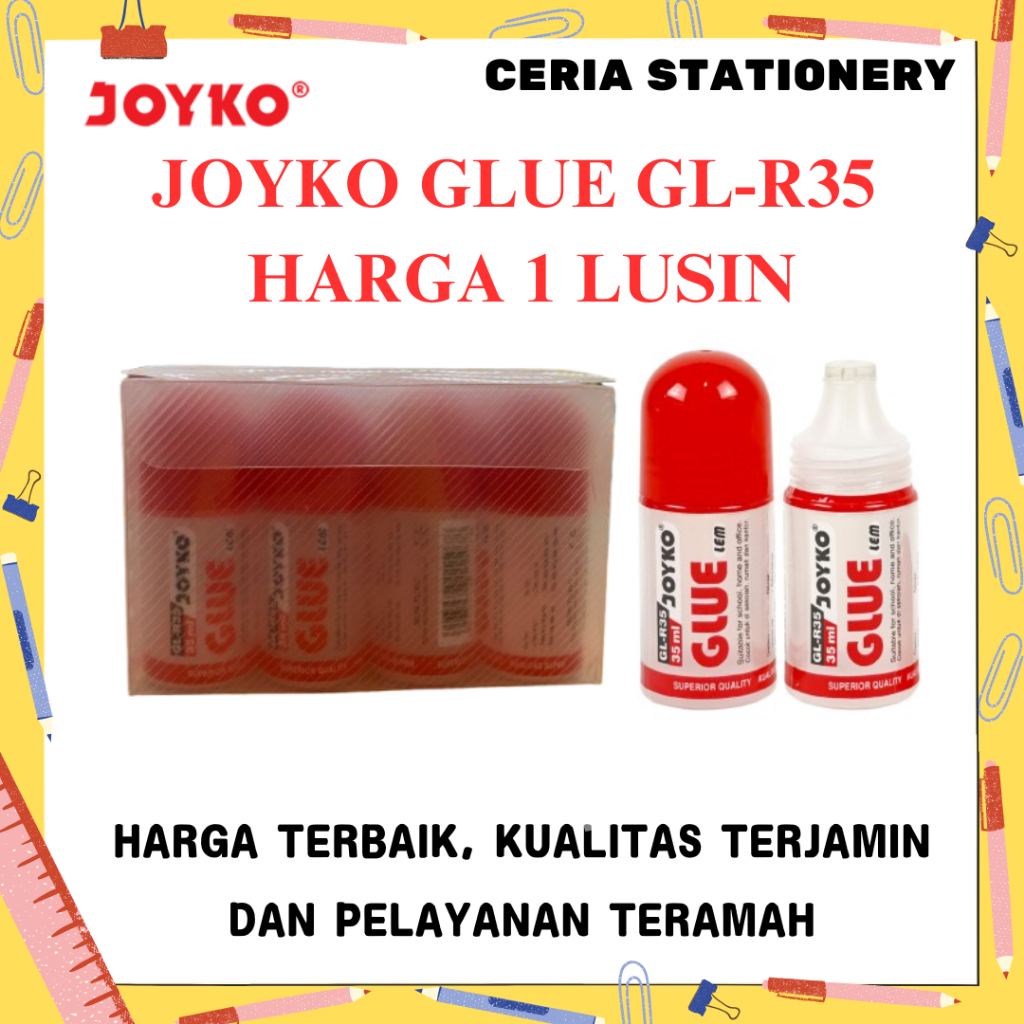 

Lem Joyko Glue Stick GL-R35 35 ml Per Box isi 12 Pcs / Lem Cair Joyko GL R35 / Liquid Glu Stik