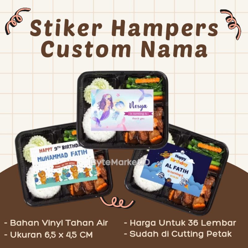 

36 Lembar Stiker Cutting Ulang Tahun Mini/Bahan Vinyl Tahan Air Untuk Hampers Nasi Kotak, Snack Box uk 6.8x4,8cm