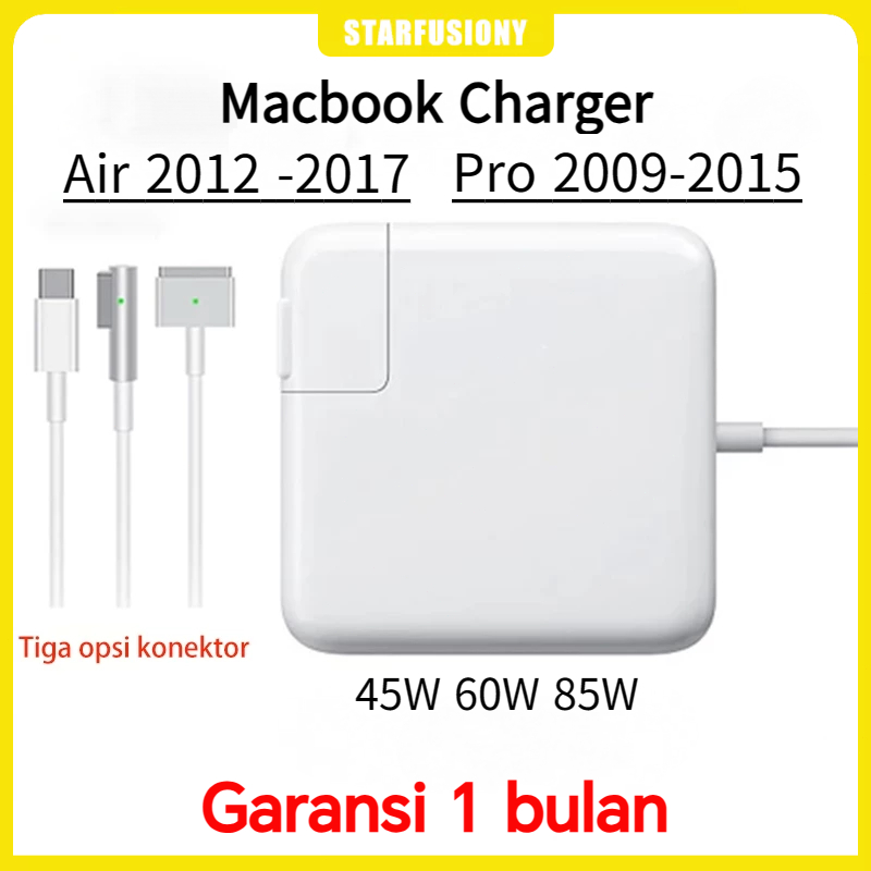 Charger Macbook Air / Pro 2009 - 2017 Kabel L / Kabel T 45W 60W 85W All tipe