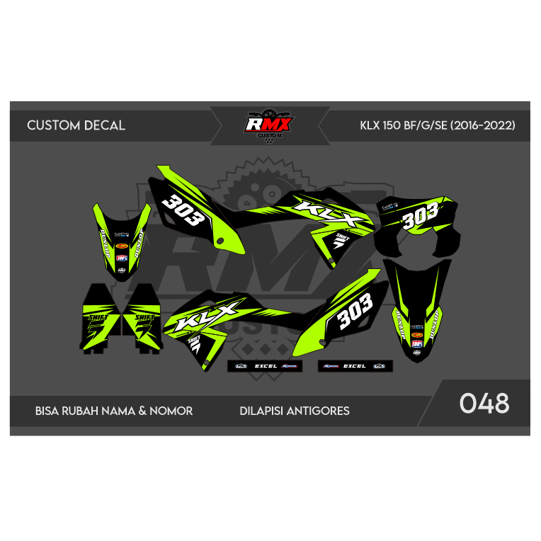 DECAL STICKER KLX BF (048) DEKAL STIKER KLX 150 G/SE/EXTREME/NEW FULLBODY 2016 2017 2018 2019 2020 2