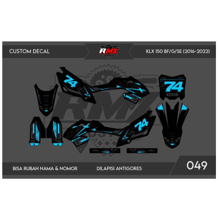 DECAL STICKER KLX BF (049) DEKAL STIKER KLX 150 G/SE/EXTREME/NEW FULLBODY 2016 2017 2018 2019 2020 2