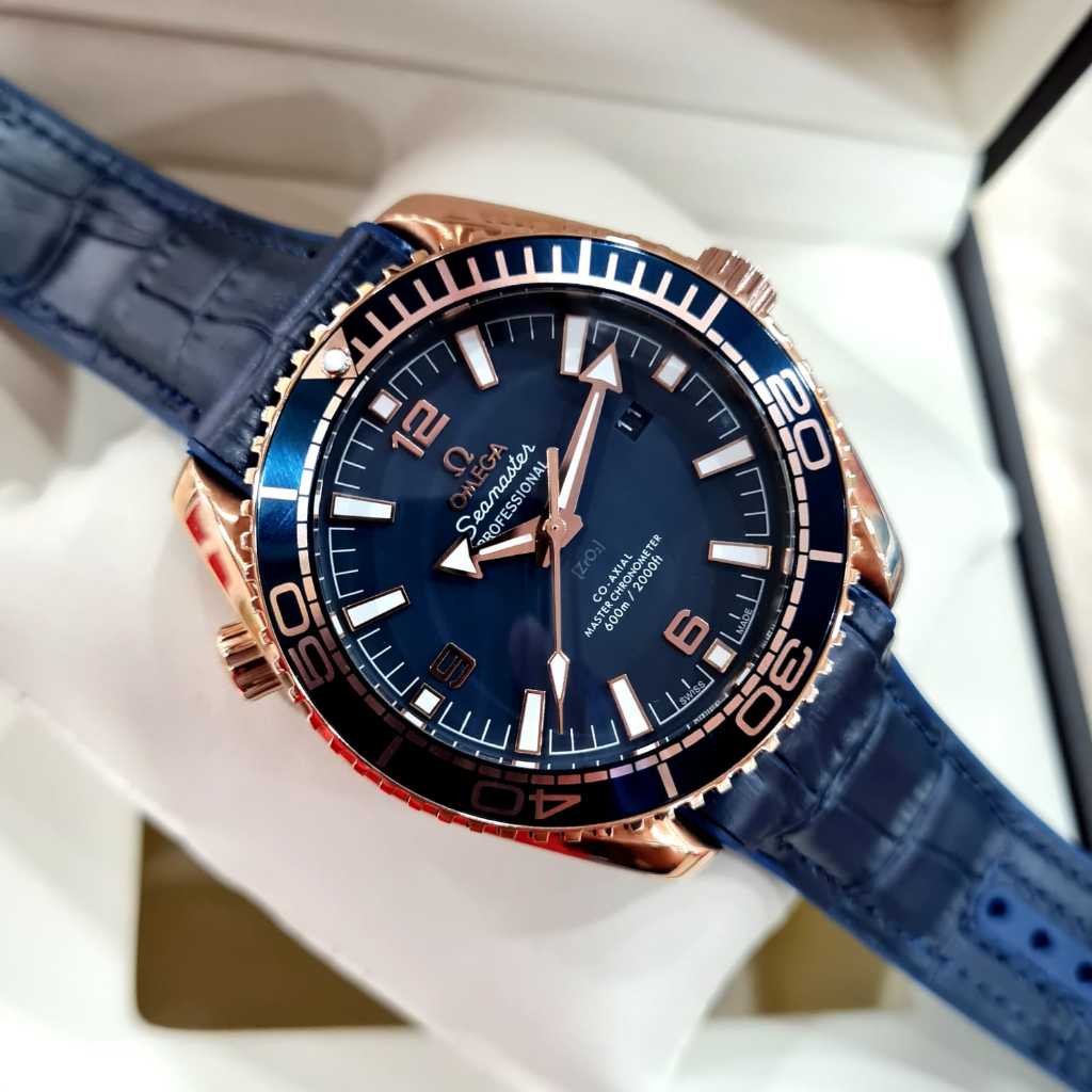 Jam Tangan Pria Omega Seamaster Automatic Strap Leather 45mm Include Box Original