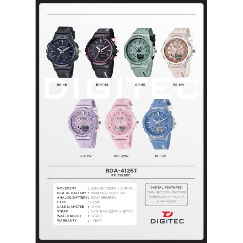 Jam Tangan Wanita Merk Digitec 4126 Original 100% Include Box & Garansi