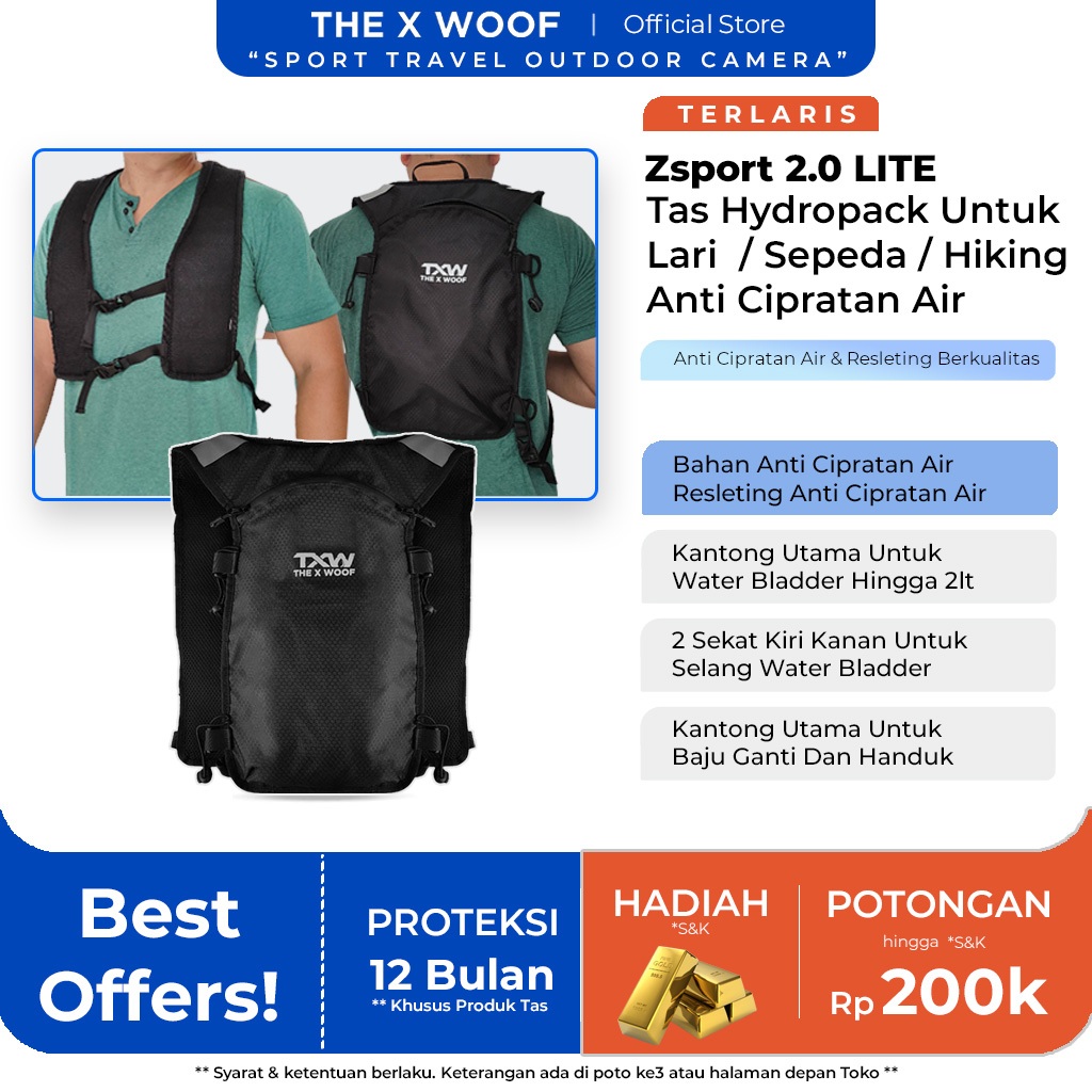 Tas Hydropack Lari Sepeda Hiking Outdoor Motor Hydration Pack Tas Trail The X Woof Zsport2LITE