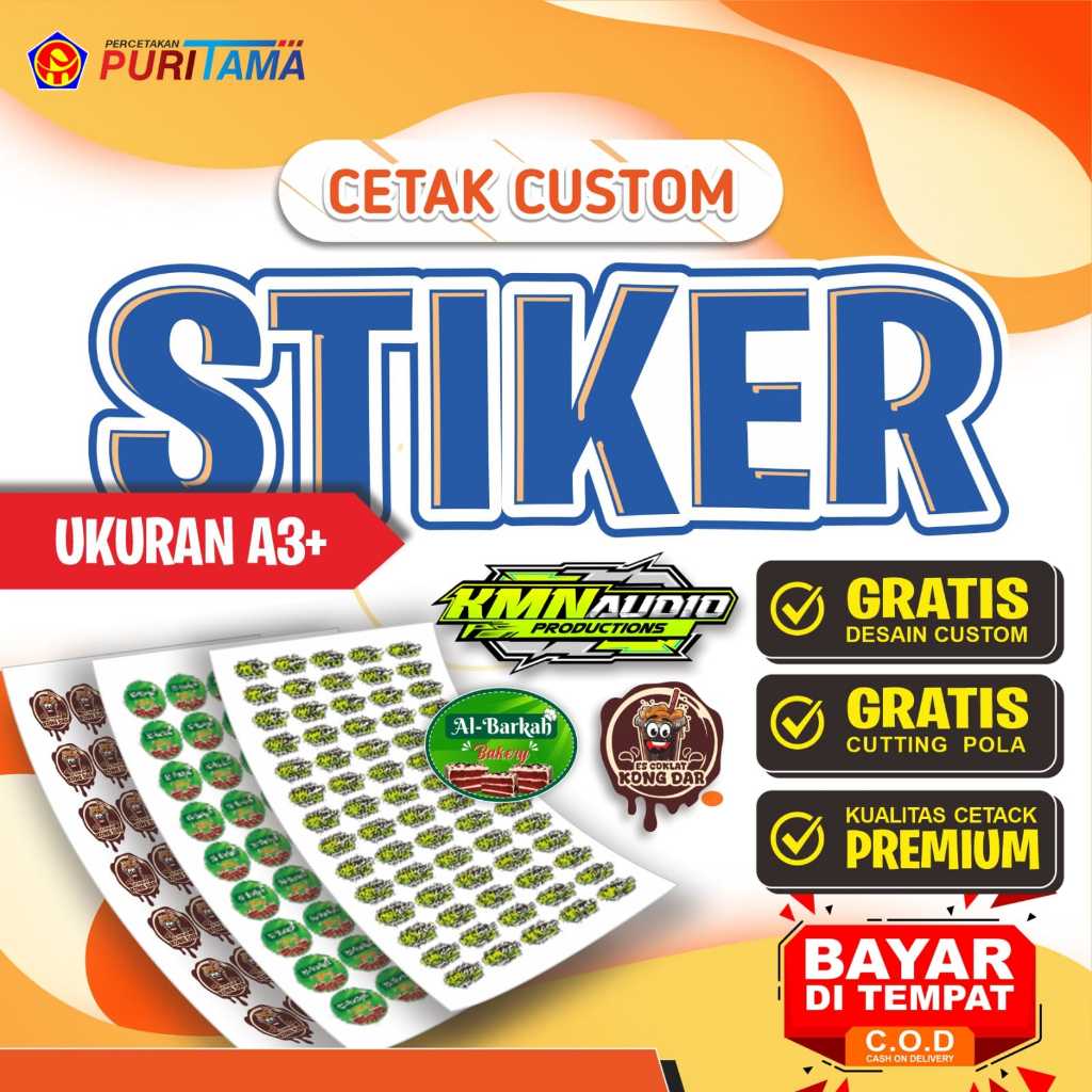 

Stiker Sticker Vinyl Vinil+cutting pola gratis desain produk kemasan bentuk lingkaran/persegi/custom