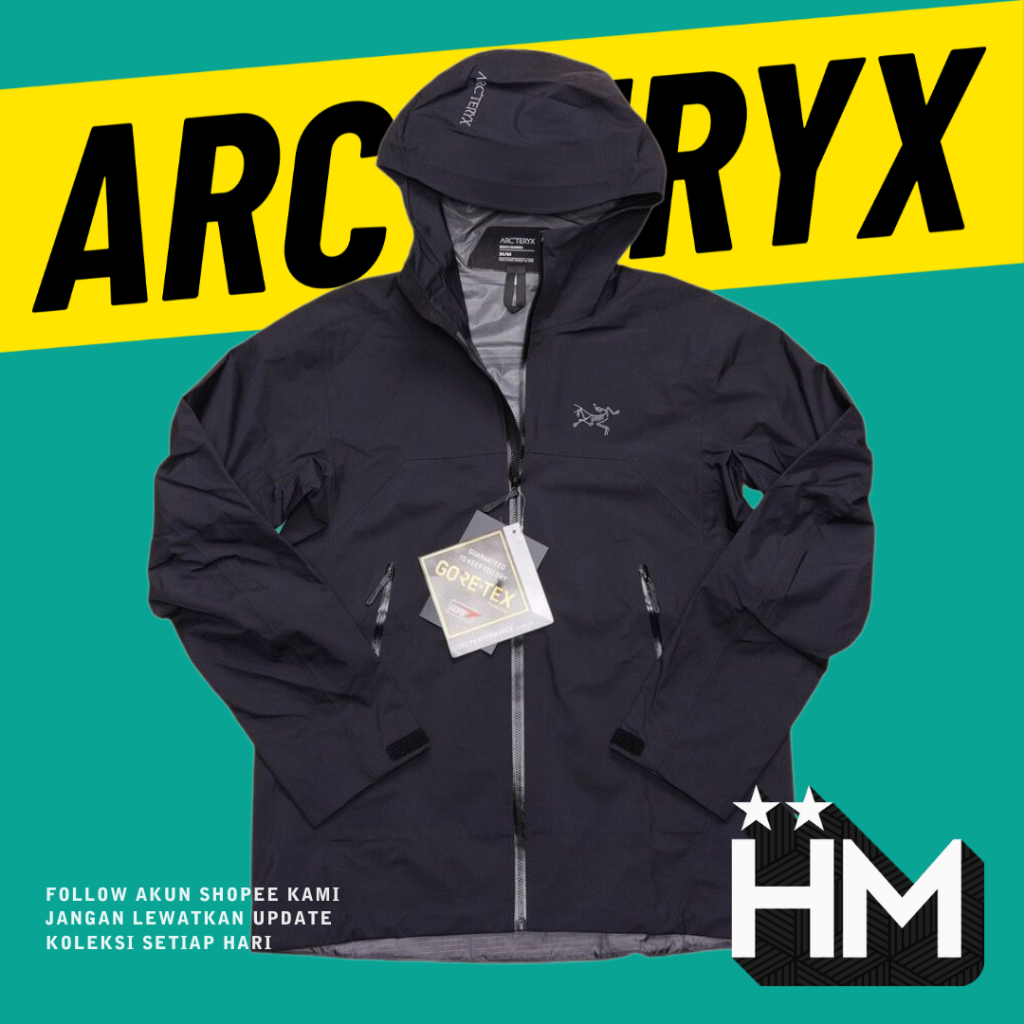 [READY STOCK - SIZE M] Arcteryx Beta Black Gorpcore Mountain Jacket - Logo Hoodie