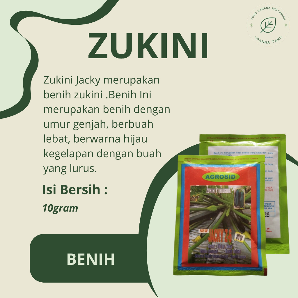 ZUKINI F1 HIBRIDA JACKY Z-6 AGROSID 50GR – BENIH ZUKINI | BIBIT CUKINI