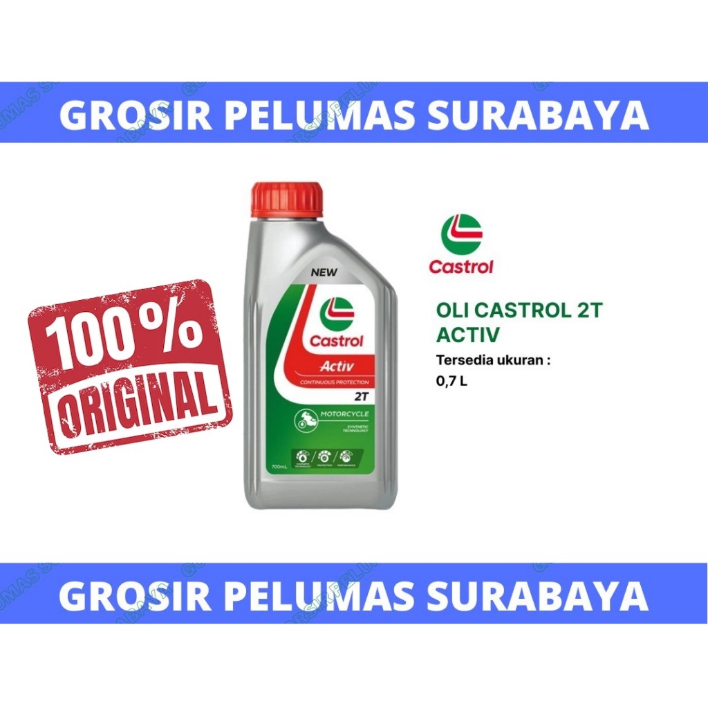Original Oli Samping Castrol 2T Activ Low Smoke Parfume Wangi Oli Castrol 2 Tak ASLI