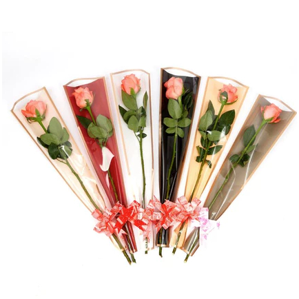 

50pcs Emas Kantong Bunga Single Rose Plastik Bunga